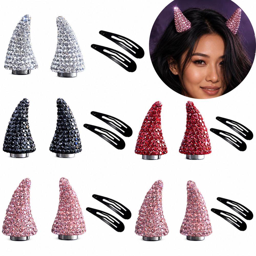 1pair Sparkling Finish Magnetic Horn Headpiece Horn Hair Accessories  Halloween Costumes