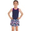 2Pcs Kids Girls Tennis Suit Sleeveless Racer Back T-shirt Top and Elastic Waist Skirt with Built-in Shorts Set for Running Gym Tennis Golf Sportswear