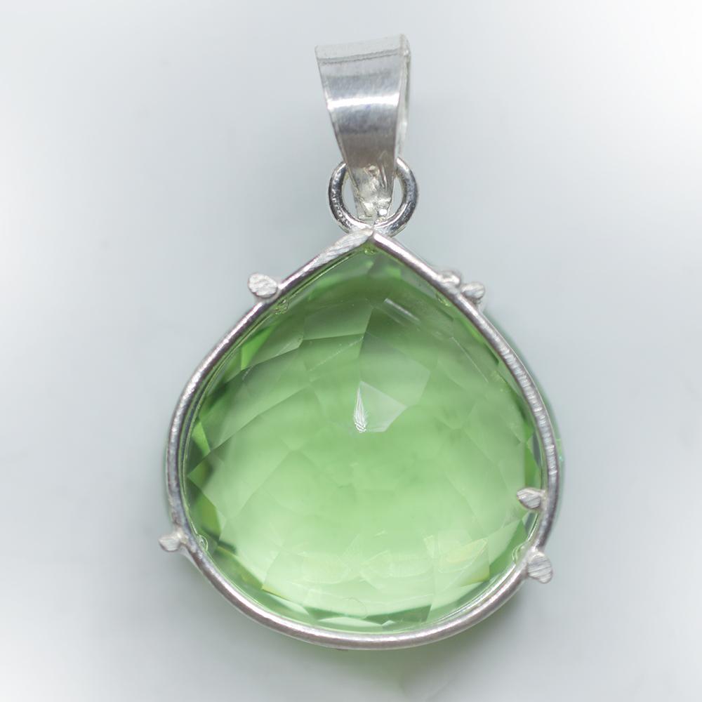 Lab Created Green Topaz 925 Sterling Silver Pendant 94.85 Ct