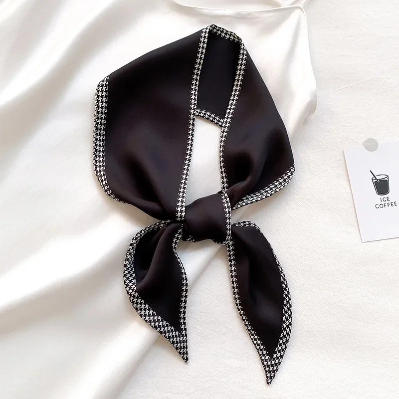 Модный принт шарф с лентой для волос, женский шейный галстук, сумка, шарфы, атласные шелковые узкие платки, женские платки с цветочными полосами, новинка 2022 года