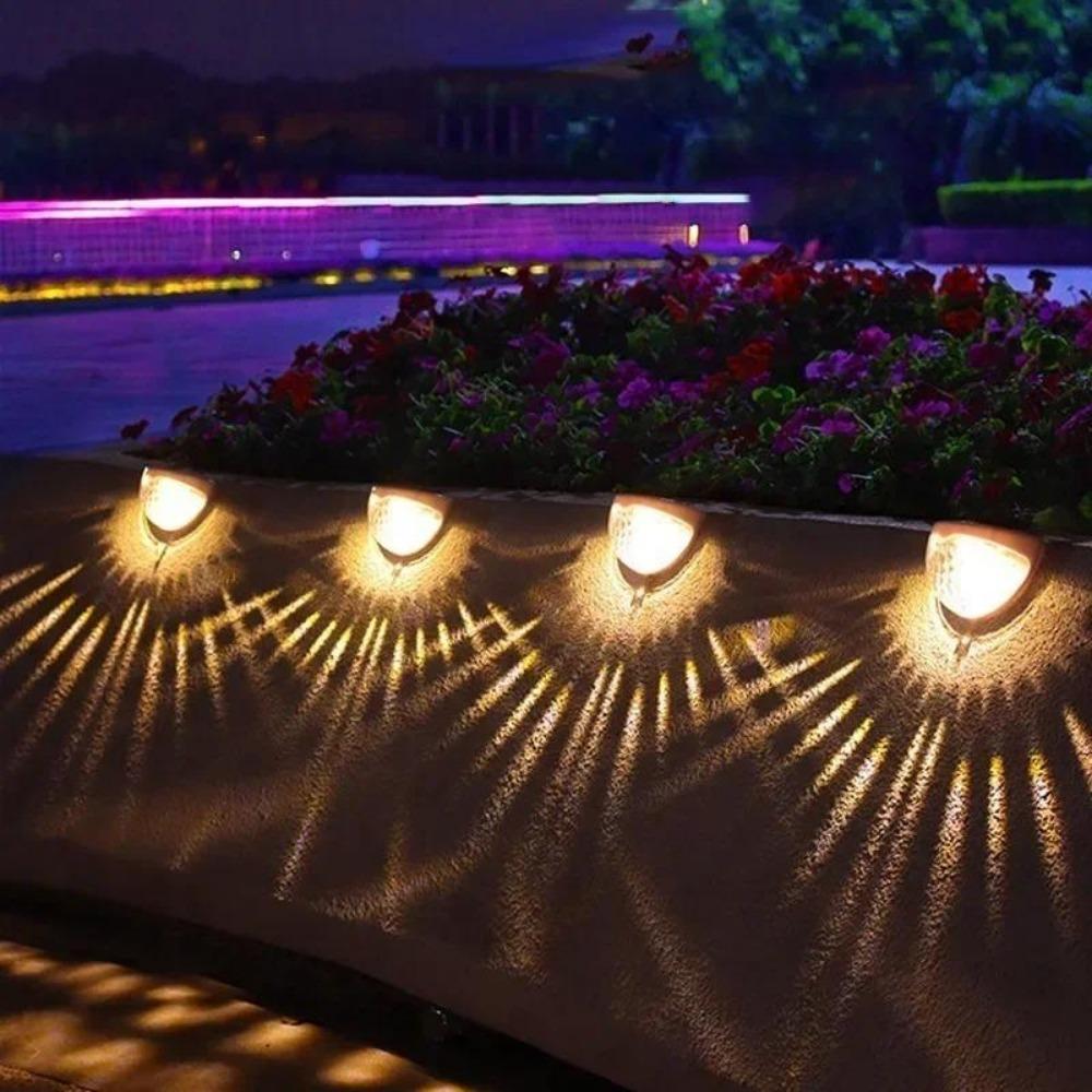 LED Solar Power Light Energy Wall Lamps Waterproof Stair Fence Lamp Semi-circular Lights Outdoor Home Garden Decoration Lighting