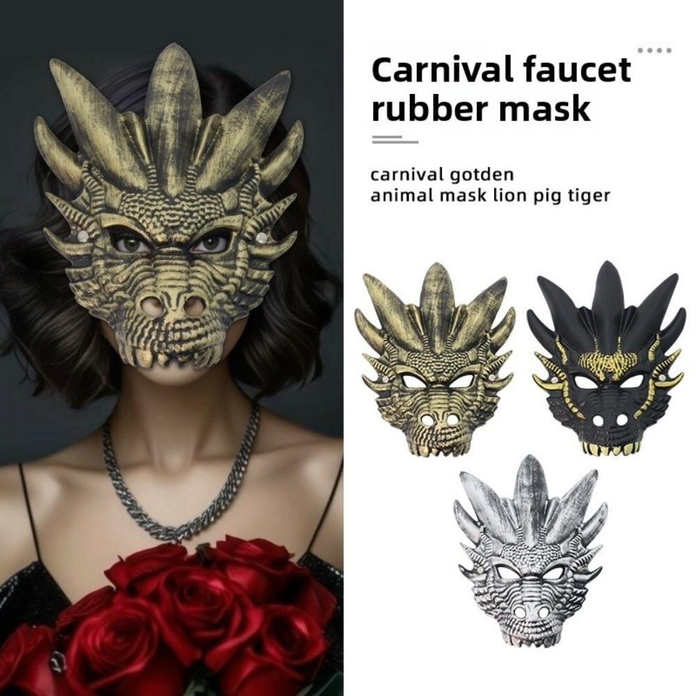 Plastic Dragon Head Mask Full Face Masquerade Mask Punk Halloween Mask  Makeup