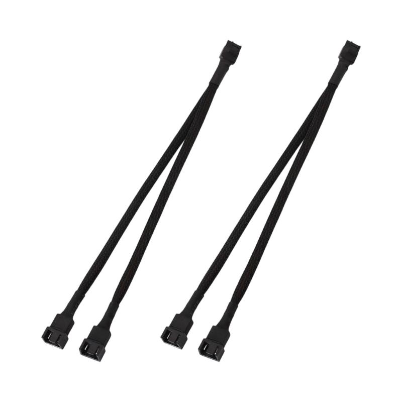 2Piece 4Pin PWMs Computer Fan Extension Cable Set 26cm Length for Enhances Airflows and Noise Reduction