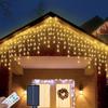 Solar-Powered LED Illumination Lights, 400 Bulbs, 10M, Dual Power Supply, Waterproof, Christmas Lights, String Lights, DIY, 8 Modes, Remote Control,