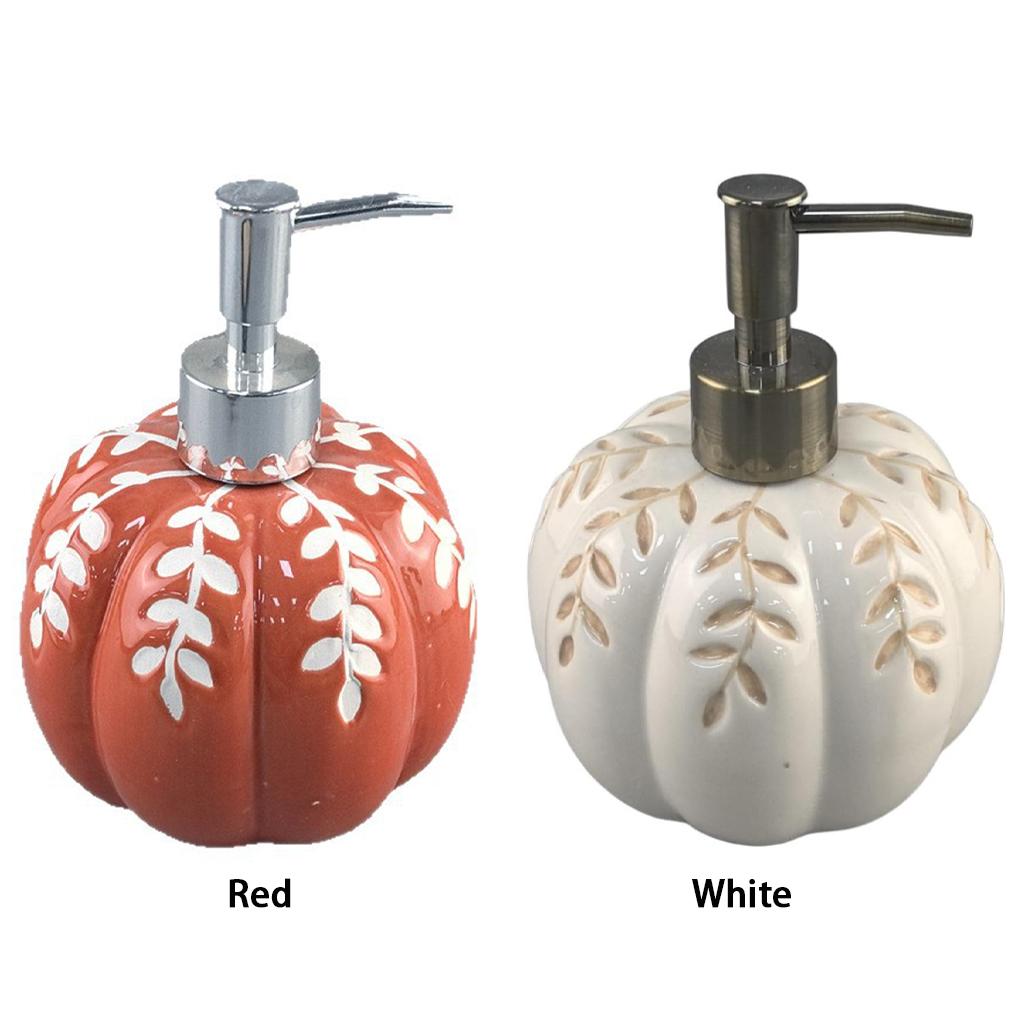 Cute Pumpkin Soap Dispenser - Bathroom Decoration, 460ml Soap Pump Pumpkin Maple Leaves Pattern for Bathroom and