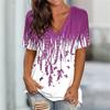 Plant&Flowers Pattern Women Streetwear T-Shirts Short Sleeve Loose Casual Summer Tops 3D Printed V-Neck Ladies Tees Oversized