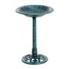 Garden Bird Bath Outdoor Decrative Garden Feeder Stand with Scallop-like Pattern. Time-Worn Finish. 50cm. Green