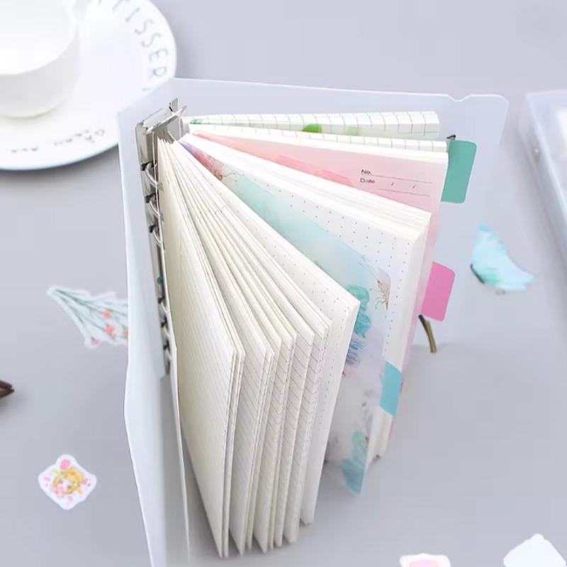 1pc Transparent PP A7 Binder Cover, 6-Ring Refillable Planner Protector, Lightweight Durable for Loose Leaf Notebook