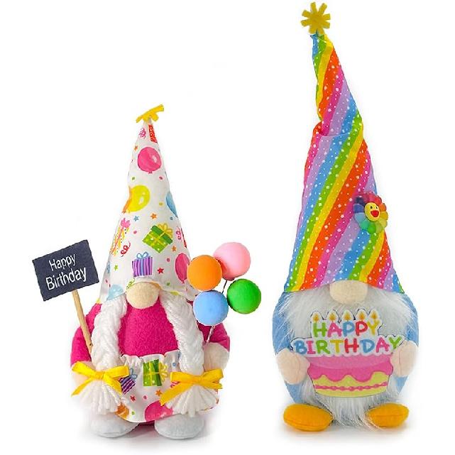Birthday Gnomes Farmhouse Happy Birthday Tomte Plush Birthday Gifts Handmade Scandinavian Party Home Ornaments Elf Dwarf Collections Kitchen Tiered