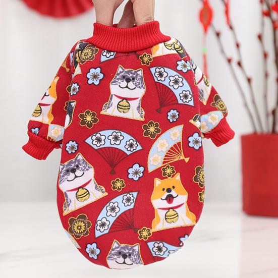 Год Мультфильм Зима Новый Щенок Кошка Дизайн Маленький Средний Одежда для домашних животных Собака Свитер