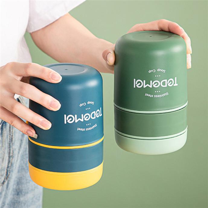 Ланч-бокс из нержавеющей стали, чашка для питья с ложкой, термос для еды, изолированный термос для супа, контейнер для завтрака