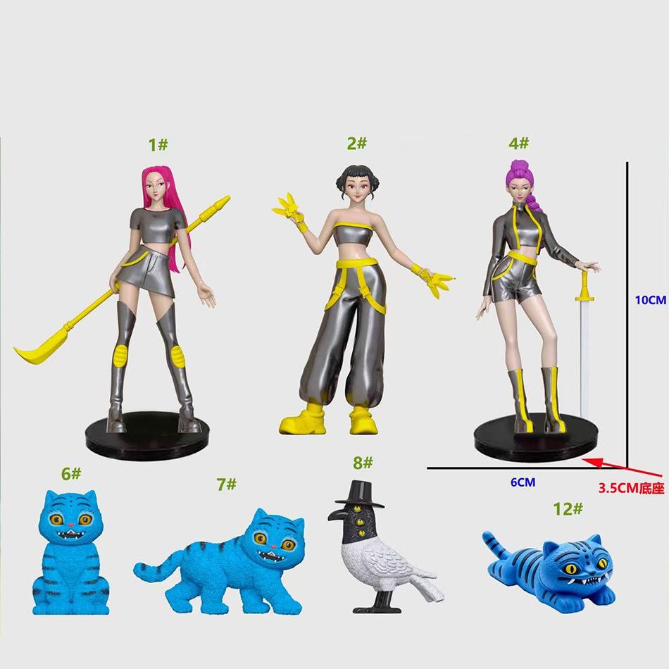 7-9pcs/Set Kpop Demon Hunters Action Figure Toy Derpys Tiger Rumi Mira Zoey Sussy Figurine Doll For Fans Gift Birthday Gift Toy