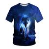 Summer Men's T-shirt 3D Animal Print Tees Fox Wolf Pattern Loose Round Neck Short Sleeve Tops Men