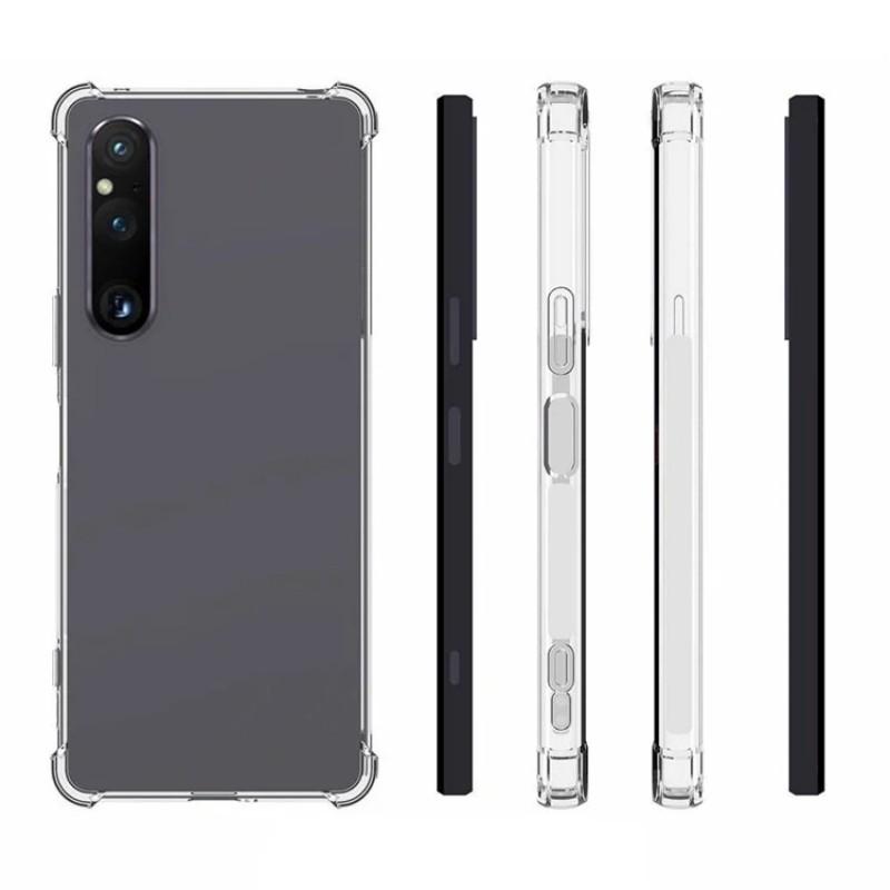 Для Sony Xperia 1 V Задняя крышка WANLONFENG Серия TM 2,0 мм Прозрачный ТПУ Чехол для телефона (Большое отверстие для линзы)