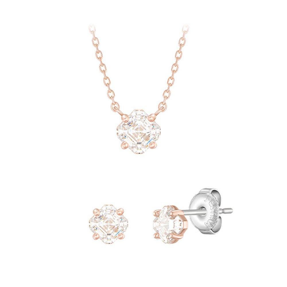 Комплект ожерелья и серег Lala J с огранкой «Ашер» (Набор-J0-0712)