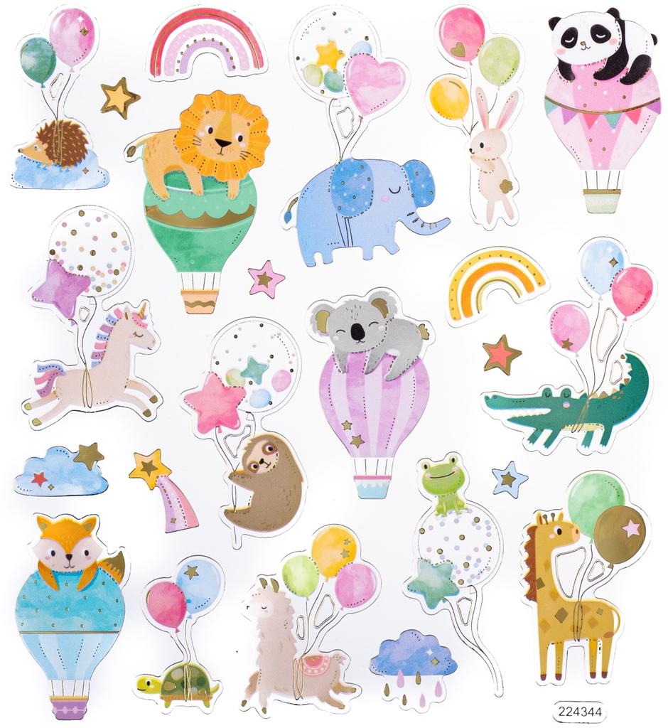 Gold Animals Birthday Stickers 23 pcs