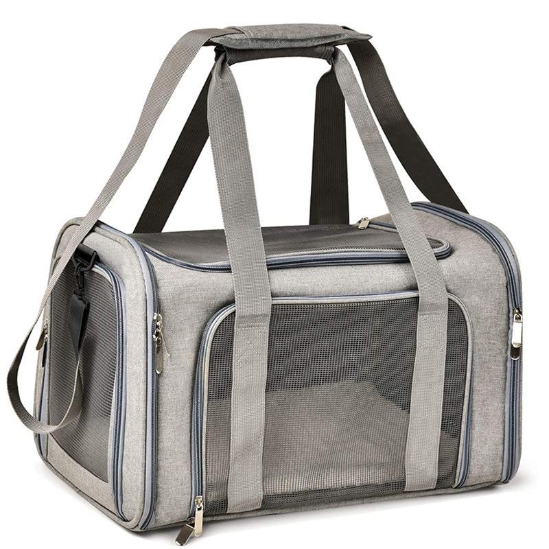 Portable Breathable Pet Carrier: Foldable, Lightweight, Car-Mountable, Large Capacity for Cats and Small Dogs