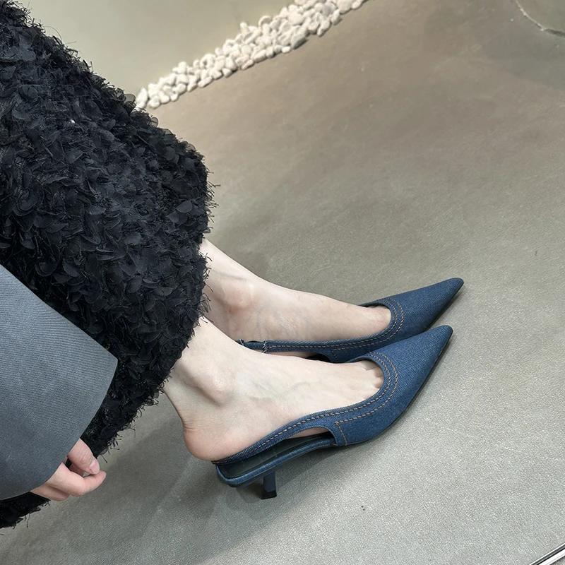 Дизайнерские летние джинсовые женские сандалии модные неглубокие туфли без застежек Singbacks женские туфли-гладиаторы для улицы