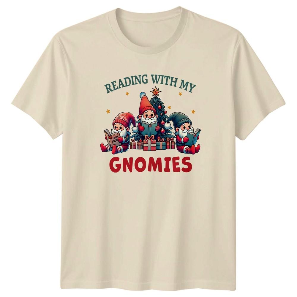 Reading With My Gnomies Christmas Holiday Unisexs TShirt Unisexs Tee Graphic Top