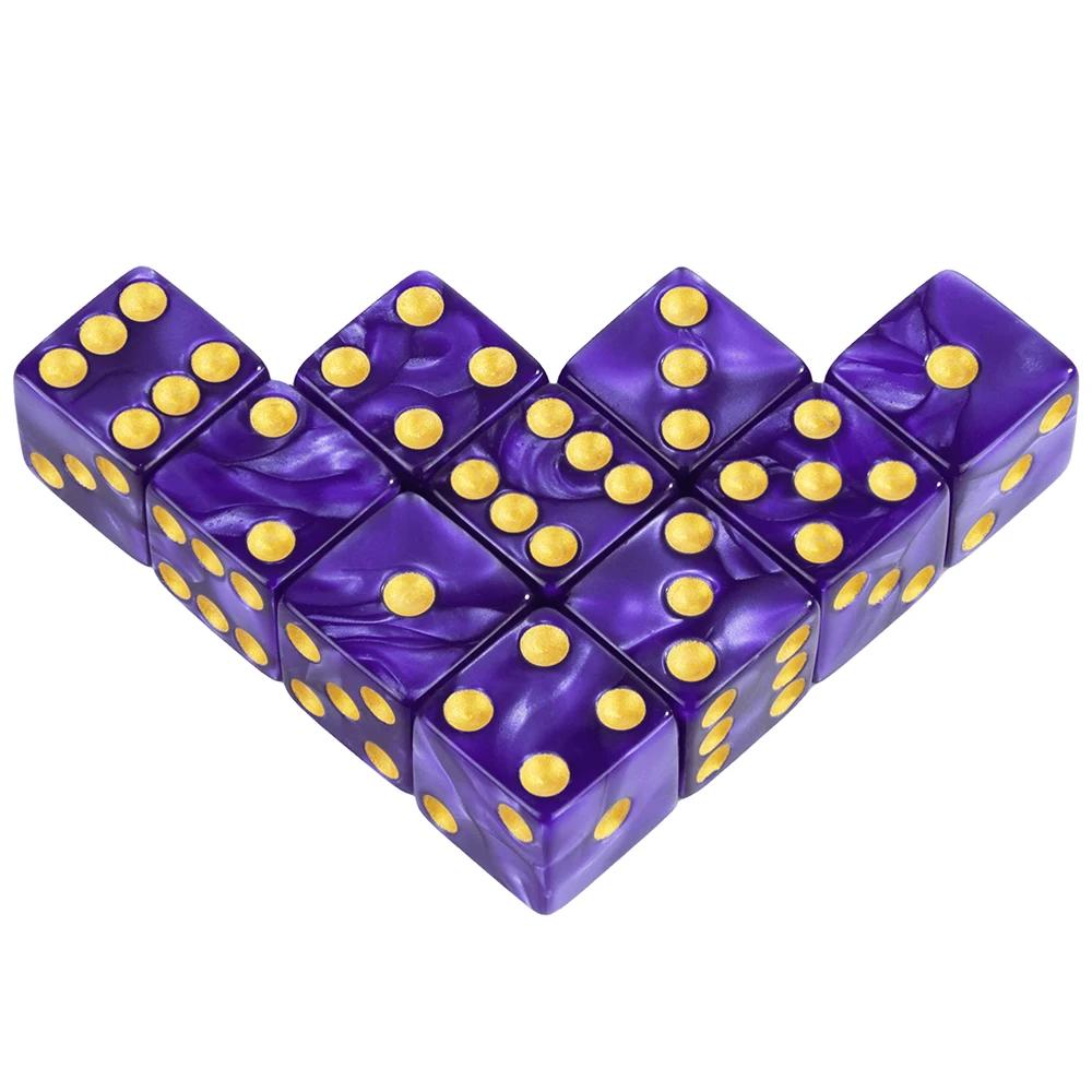 Шестигранные игровые кости 16 мм Мраморный акрил D6 Набор кубиков для DND, RPG, Настольной игры или Обучения математике, Кости с эффектом авантюрина
