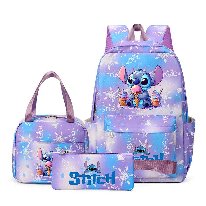 Рюкзак из трех частей Stitch для студентов (мужчин и женщин), Рюкзак с мультяшным принтом для кампуса, Большая вместительная сумка для путешествий и активного отдыха