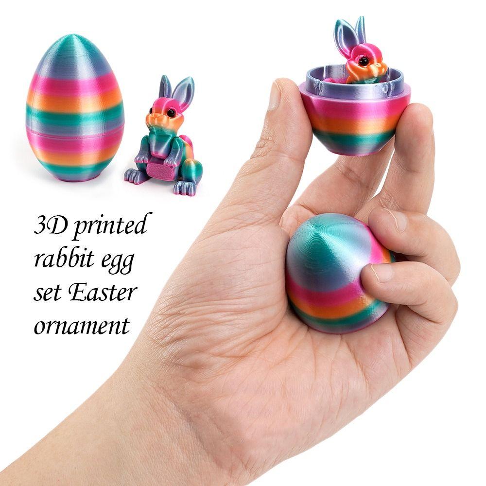 Модный пасхальный 3D-печатный кролик, яйца, радуга, милый пасхальный кролик, украшение, забавное настольное украшение
