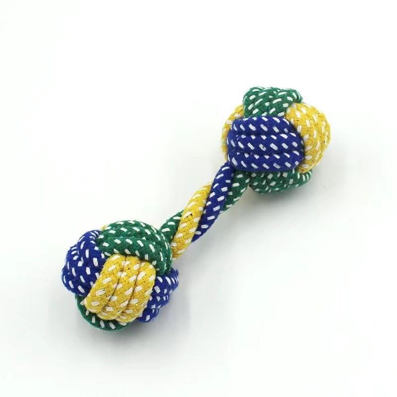Durable Cotton Rope Dog Toy Small Medium Large Breeds - Bite Resistant Chew With Knots Dumbbell Shape