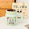 Cartoon Ceramic Cup Cute Mirror Mark with Lid Water Cup Small Gift Box Student Couple Cup Large Capacity High Temperature Resistance