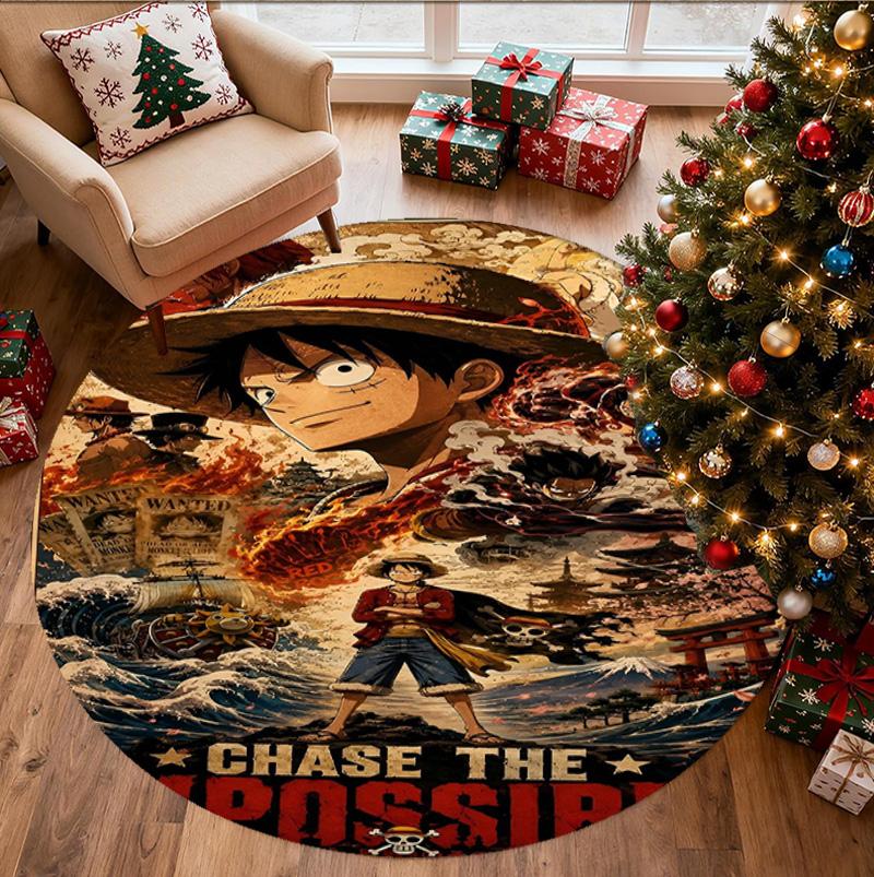 One Piece Pattern Round Rug, Indoor/Outdoor Mat, for Picnic, Gameroom, Bedroom, Office, Living Room, Home Decor Carpet, Birthday Gift