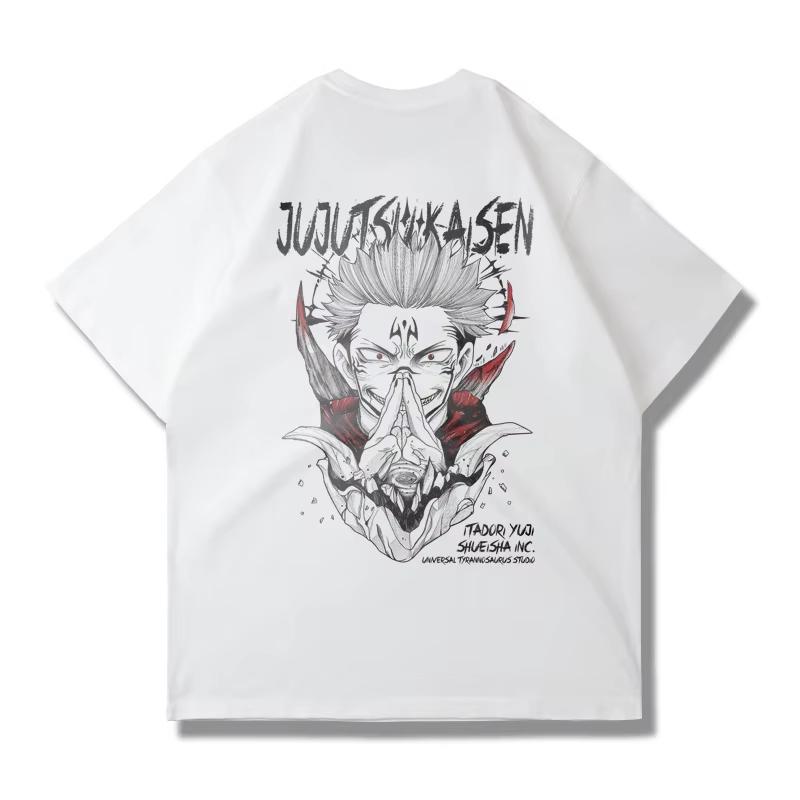Мужская футболка Jujutsu Kaisen Японское аниме Унисекс Хлопковая с графическим принтом Оверсайз с коротким рукавом Уличная одежда Летняя Повседневная Спортивная