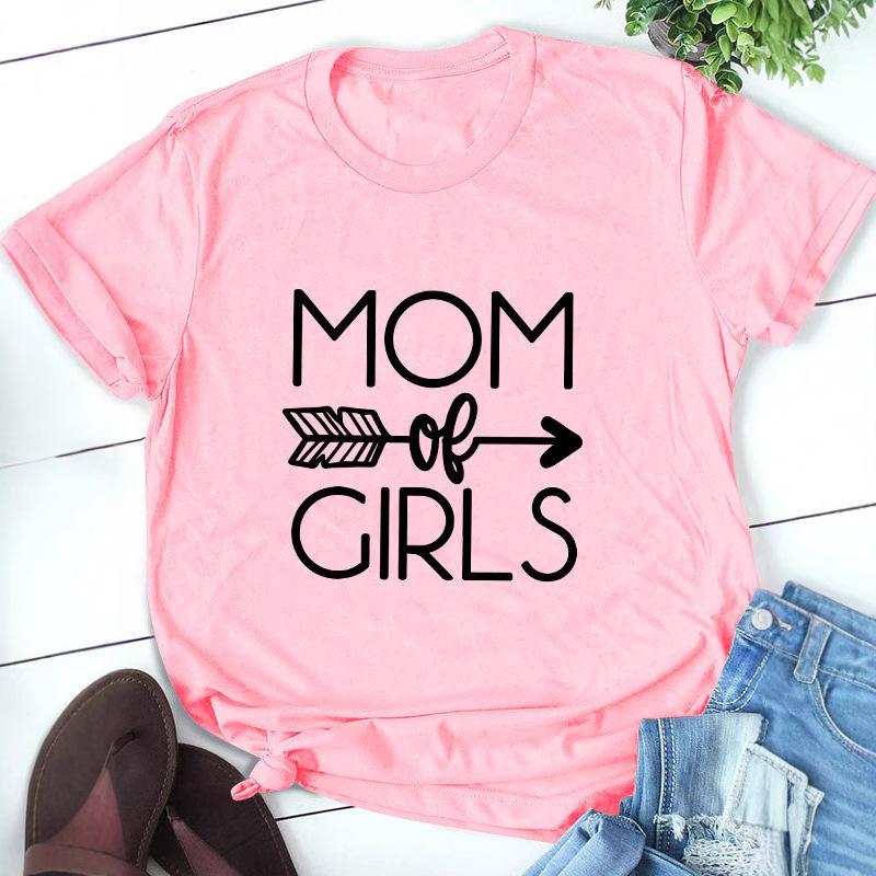 MOM OF GIRLS принтованные летние свободные большие хлопковые футболки с круглым вырезом и коротким рукавом женские