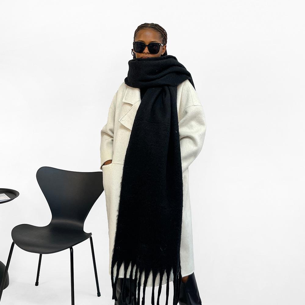 Light Blue Seahorse Hair Scarf Women's Winter Versatile High-end Sense Color Scarf European and American Multi-color Shawl