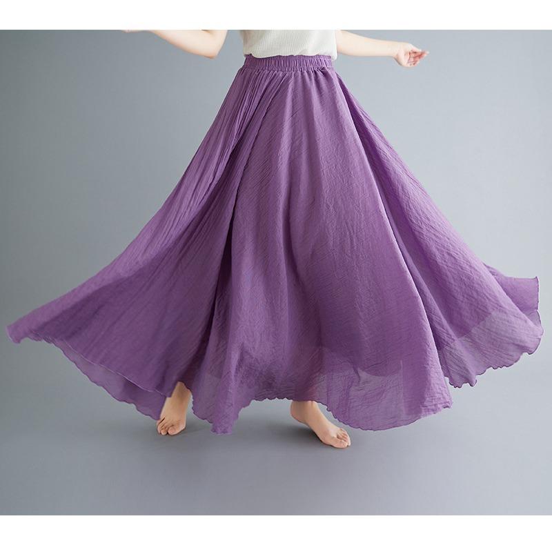 Юбка Mori Girl Artistic Plus Size из хлопка и льна, свободная талия, льняная юбка А-силуэта, длинная однотонная юбка в этническом стиле, большая юбка-свитер