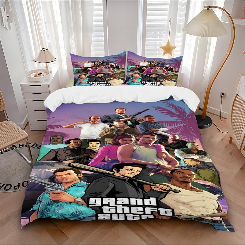 Gta V Bedding 3 Piece Set Hd Print Duvet Cover Pillowcases For Teens Adult Bedroom Decoration Christmas Gift C9211773