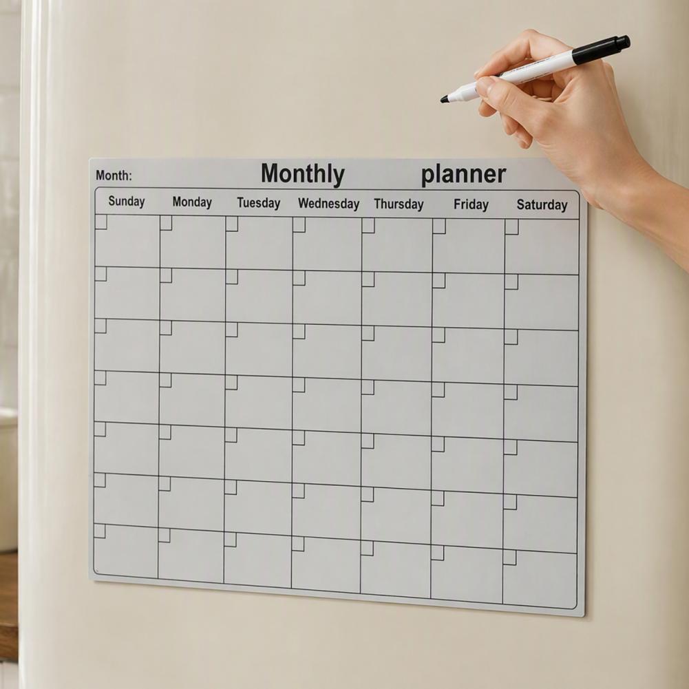 Dry Erase Magnetic Calendar For Refrigerator, Reusable Monthly Planner Whiteboard With Marker For Meal Menu To Do List