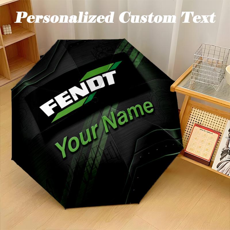 Fendt Automatic 8‑ribs Umbrella, Custom Name Text Personalized Folding Umbrella Rain Sun Gift