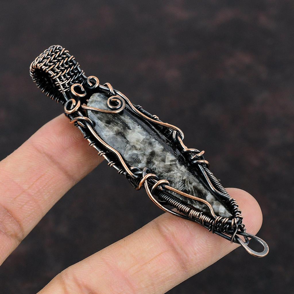Orthoceras Fossil Pendant Copper Wire Wrapped Pendant Handmade Pendant Copper Jewelry Wonderful Gemstone Pendant Wire Wrap Jewelry For Gift