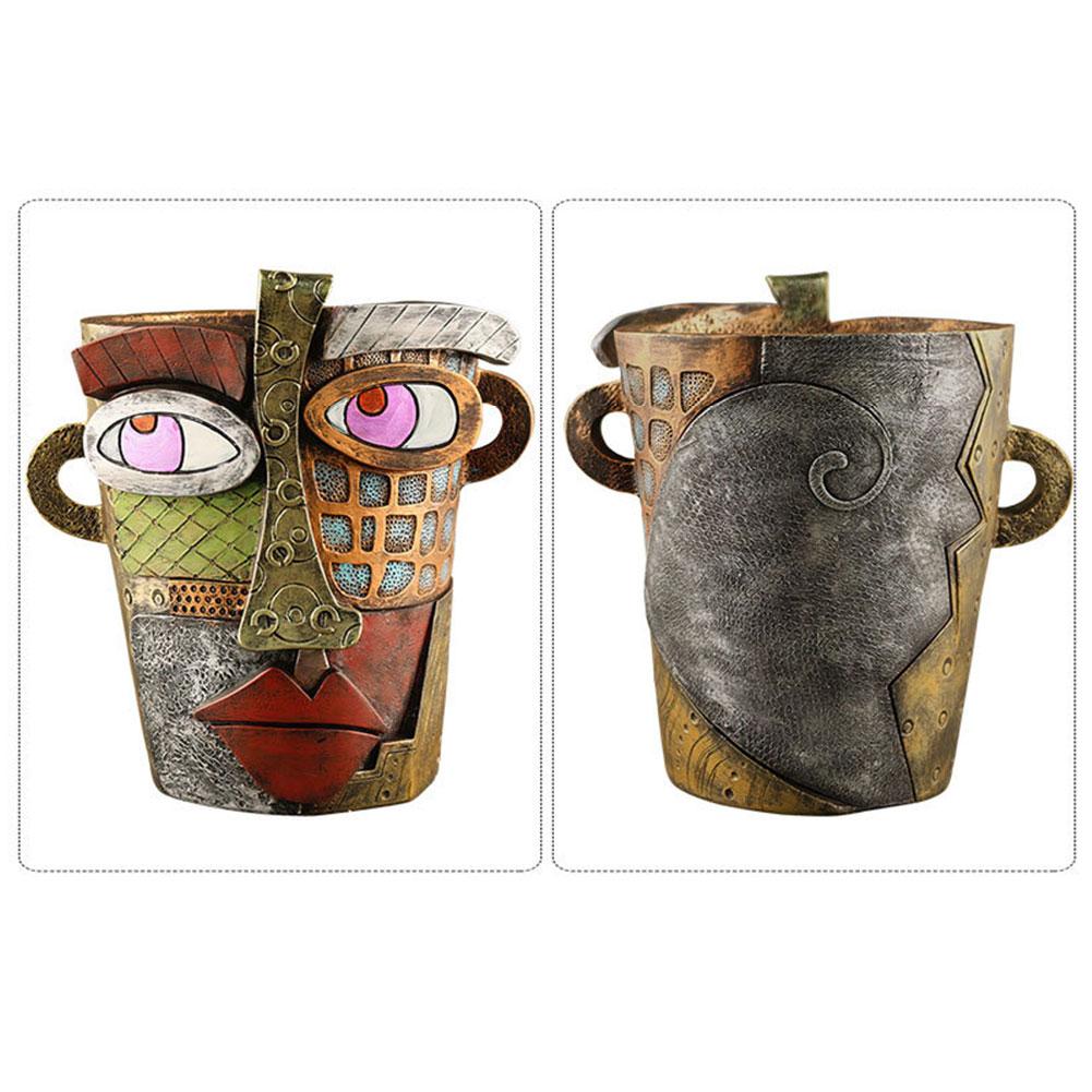 Resin Abstract Beauty Face Flower Pot Abstract Face Flower Pot Colorful Face Abstract Planter for Plant Lover Gift