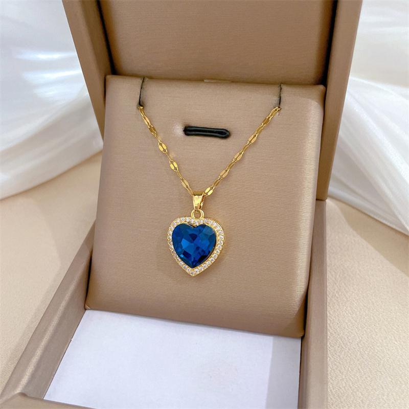 Темпераментное ожерелье из нержавеющей стали с подвеской в виде сердца и циркония для женщин и девочек, изящная цепочка для ключицы, ювелирные изделия, подарки на день рождения