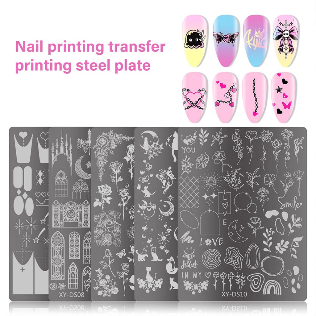 Butterfly Nails Stamp Templates French Tip Nails Stamping Plates Manicure Template Tool Flowers Nails Stencil Stamp