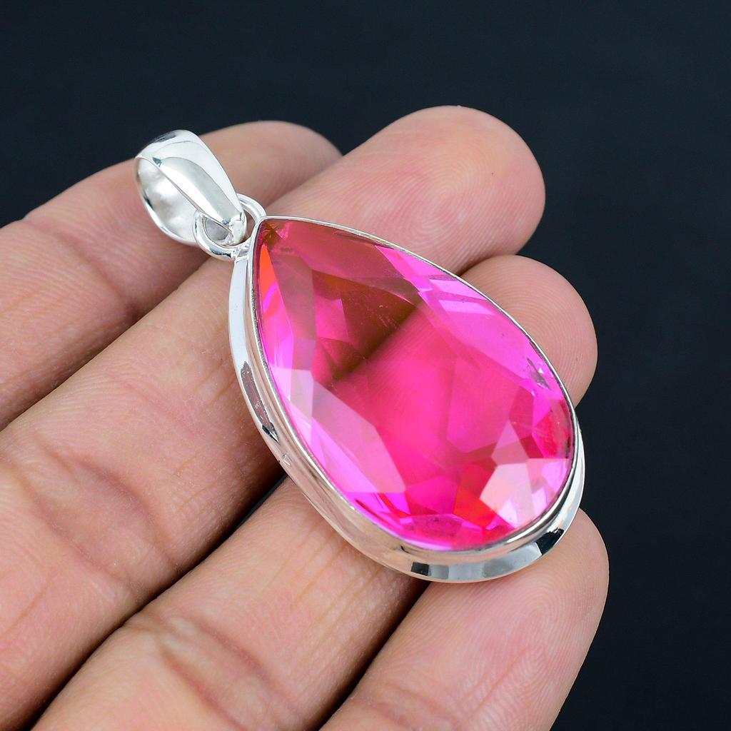 Подвеска из натурального ограненного розового топаза, серебро 925 пробы, ювелирные изделия-подвески, серебряные подвески ручной работы для подарка, пасхальный подарок