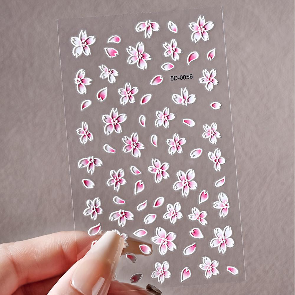 1pc 5D Bee Butterfly Flower Embossed Nail Sticker Self-Adhesive Acrylic Sunflower Engrave Decal Manicure Slider Decoration6x10cm