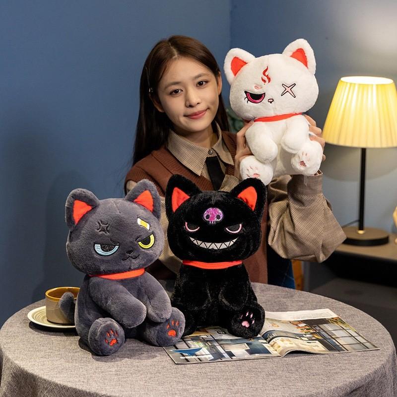 Cute Dark Pirate Cat Plush Toy Cozy Stuffed Animal Pillow For Relaxation And Sleep