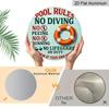 2D Flat, 1pc Round Aluminum Hanging Sign, Funny "Pool Rules No Lifeguard On Duty" Print, Durable Outdoor Wall Decor, Perfect for Poolside, Backyard