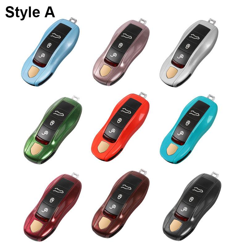 AABKR1 For Porsche Cayenne Mancan Panamera 911 718 Boxster Cayman Taycan 2010-2024 Car Key Paint Case Bordeaux Red Shell Replacement