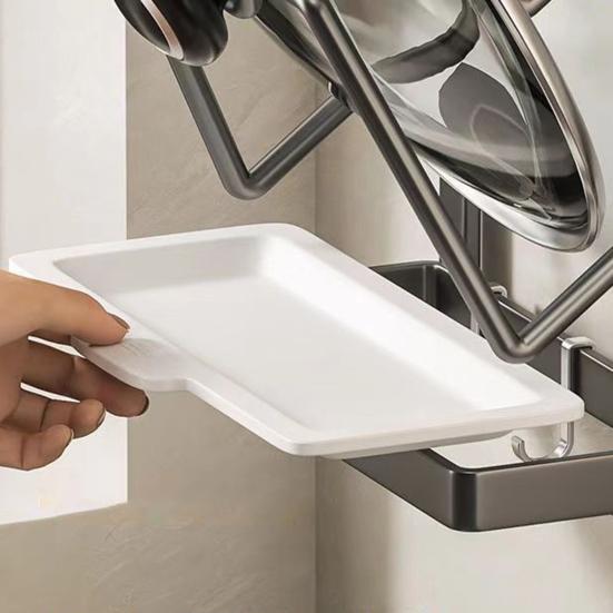 Настенный держатель для крышек от кастрюль, кухонная стойка для хранения крышек от кастрюль, органайзер для крышек от кастрюль без сверления со съемным поддоном