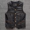 Genuine Leather Vest Vest Vest Western Denim Retro Spring and Autumn Style