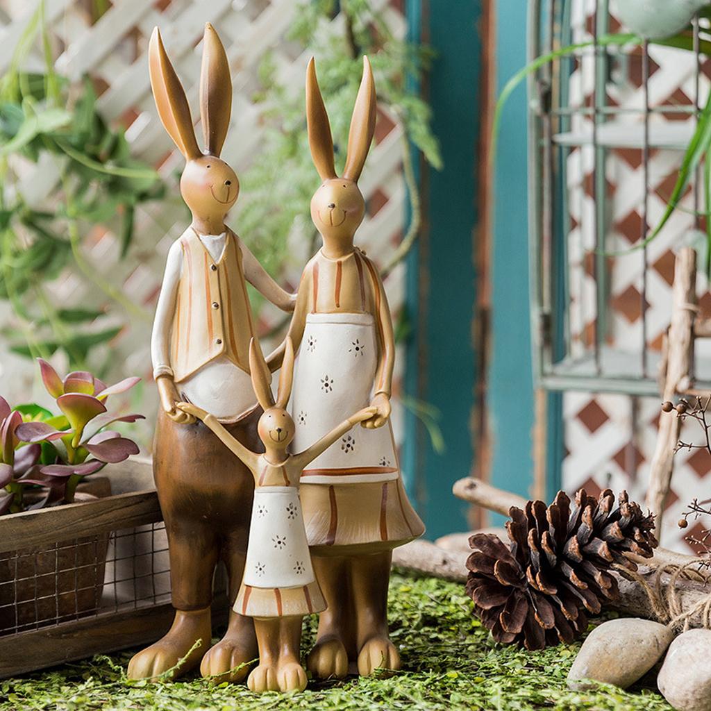 Статуя кролика, смоляное покрытие, милый винтажный вид, яркая прозрачная текстура, украшение для садового кролика