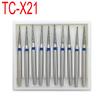 10pcs/box Dental Diamond FG High Speed Burs FG 1.6mm Drill for Polishing Smoothing Teeth Polishers TC-X21