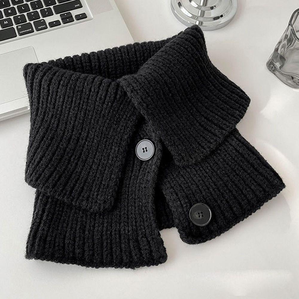 Knitted Knitted Scarf Solid Color Neck Warmer Fashion Cross Scarf Women